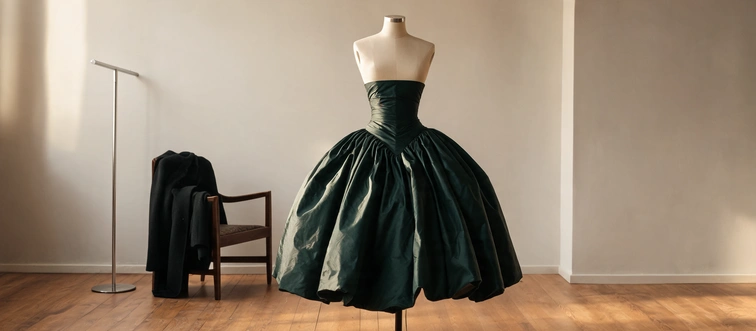 Spot the classic silhouette designed to cinch the waist and flare dramatically at the hips