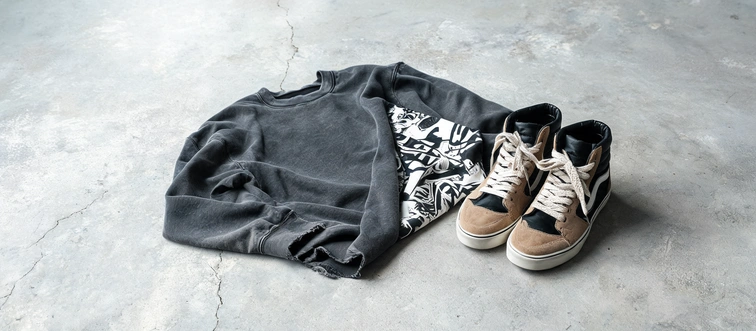 Which aesthetic is defined by oversized hoodies, graphic tees, and limited-edition sneakers?