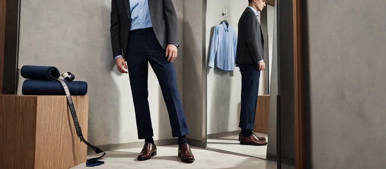 Which trouser hem style features a visible, folded-up cuff at the bottom of the leg?