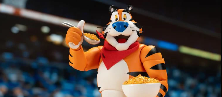 Identify the iconic breakfast blend represented by this roaring, athletic mascot.