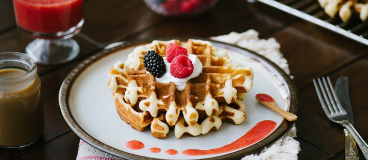 Spot the signature pattern on this golden, syrup-ready morning favorite.